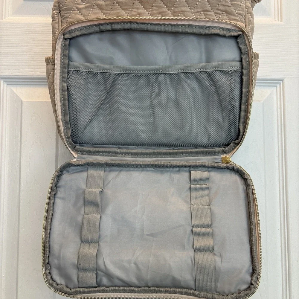 Travel Makeup Bag Organizer Elviros Plush Rose Gold With Gold Zipper Hangs